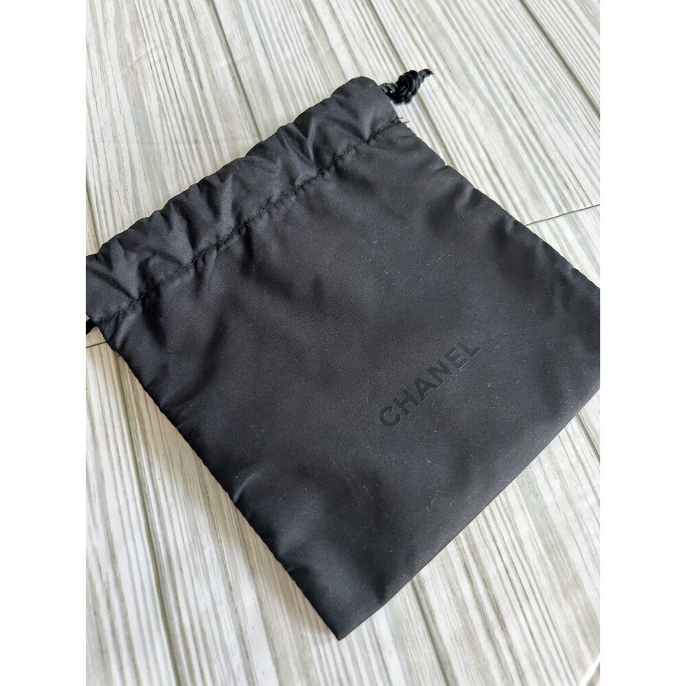 CHANEL Drawstring Black Jewelry Pouch Small Protective Duster Bag